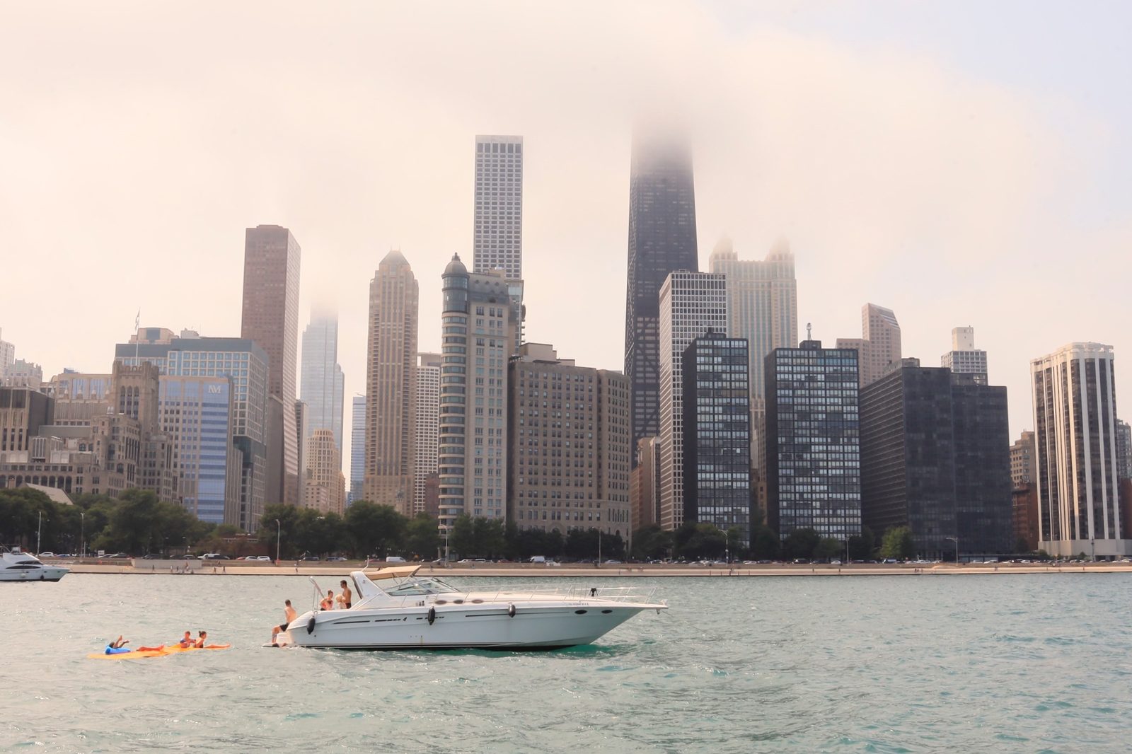 Chicago skyline in fog